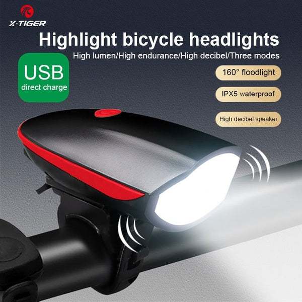 Bicycle Front Light USB Rechargeable MTB Mountain Waterproof Bicycle Lamp Bike Headlight Cycling Flashlight