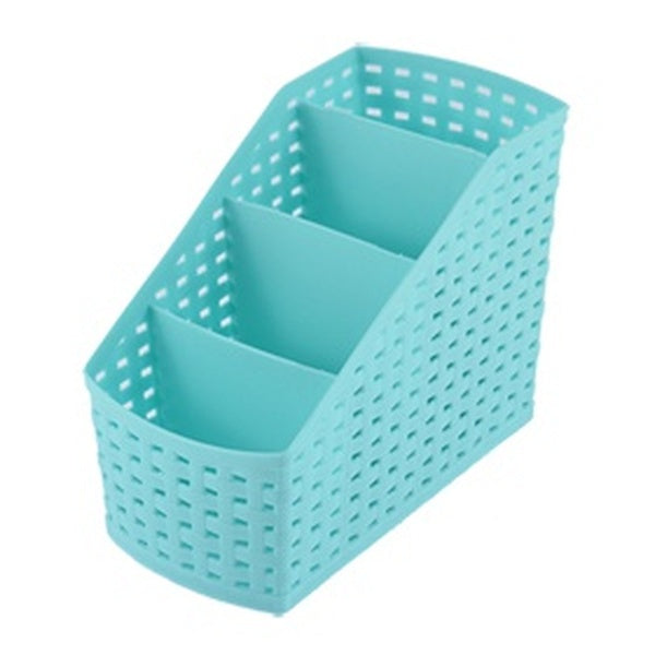 Kitchen Home Makeup Desktop Plastic 4 Slots Storage Organizer Divider Box Pink-Green-Blue