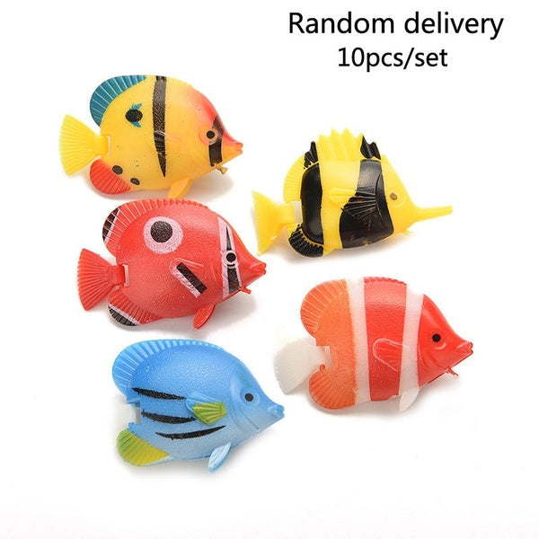 10 Pcs Artificial Moving Fishes Plastic Floating Fishes Lifelike Fish Ornament Aquarium Decorations for Fish Tank (Random Fish)