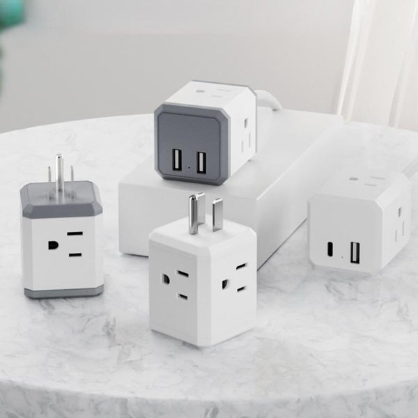 Multi Plug Outlet, Outlet expanders, USB Wall Charger with 2 USB Ports and 3-Outlet Extender with 3 Way Splitter, No Surge Protector for Cruise Ship,