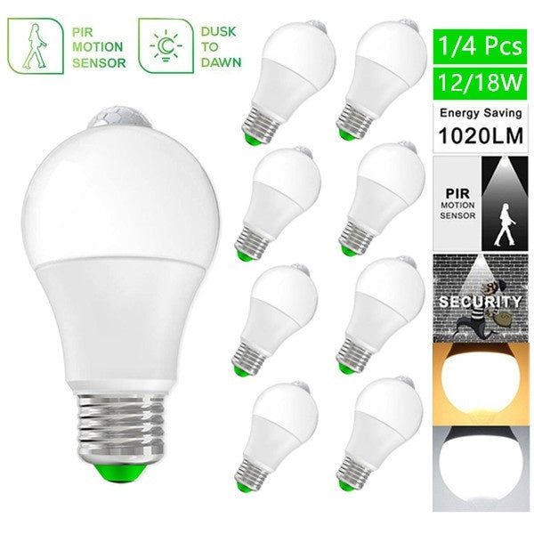 E27 LED PIR Motion Sensor Light 220V Automatic Energy Saving Bulbs Dusk to Dawn Security Light Outdoor-IndoorBulbs 12W 18W