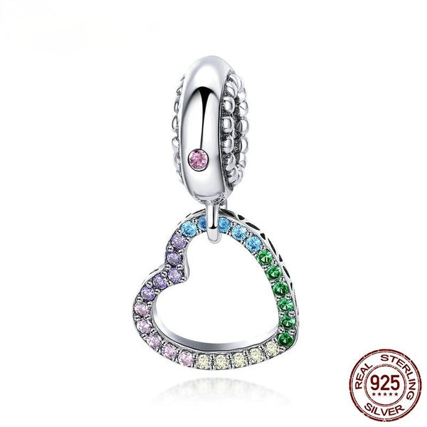 Bamoer Charme Coloré Zircon Pendentif Coeur Diy Collier Bracelet Accessoires