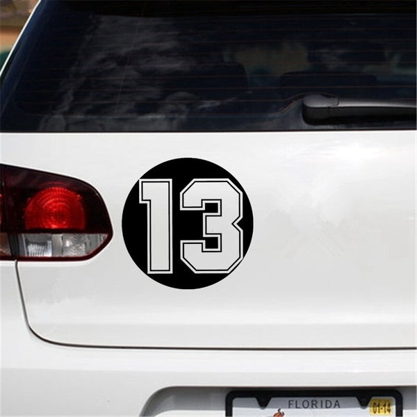 CK2716#18*18cm Number 13 funny car sticker vinyl decal silver-black car auto stickers for car bumper window car decorations