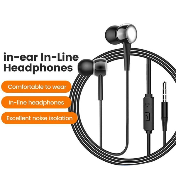 3.5mm Wired Headphones In Ear Headset Wired Earphones with Microphone Bass HiFi Stereo Earbuds Sports In-line Control For Phones