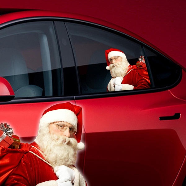 1Pc-2Pcs 3D Merry Christmas Santa Car Sticker, Merry Christmas Decorations for Car Decals Gifts