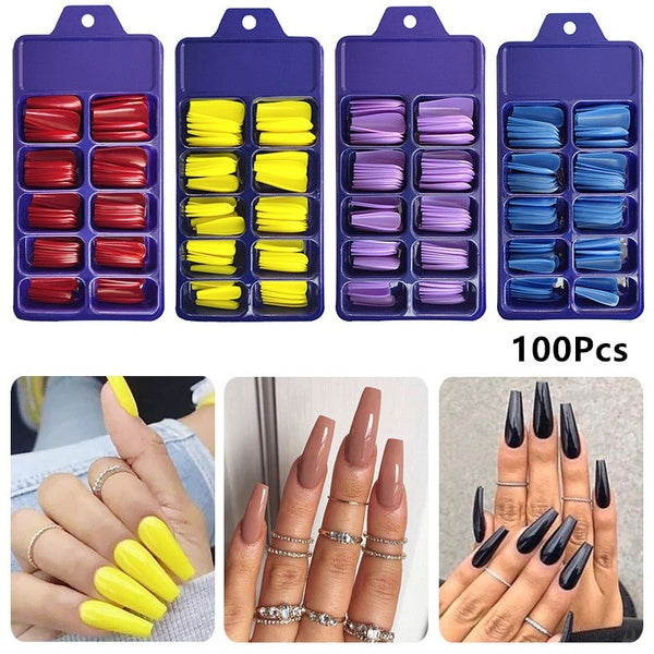 100Pcs Candy Color Full Cover False Nails Color Press On Nails DIY Beauty Manicure Nails Extension