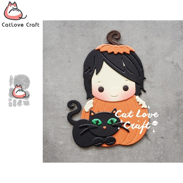 Catlove Halloween citrouille chat garçon bébé série métal coupe matrices Scrapbooking pochoir découpes fabrication de cartes bricolage artisanat gauf