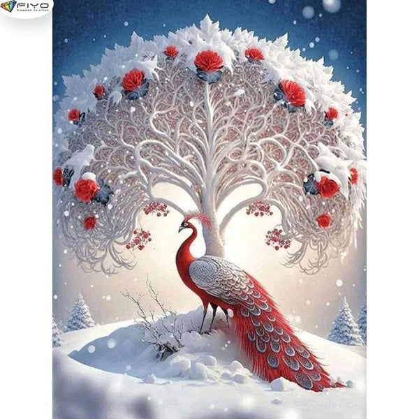 5D Diamond Painting Peacock Diamond Embroidery Full Rhinestone Diy Mosaic Cross Stitch Kit Home DecorGift(FullRound15x25-20x30-30x40-40x50-50x70cm)(F