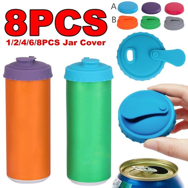 1-2-4-6-8pcs New Reusable Beverage Can Covers Beverage Can Lids Soda Lid Protectors Can Silicone Sealing Bottle Cap Leak-proof Sealing Lid
