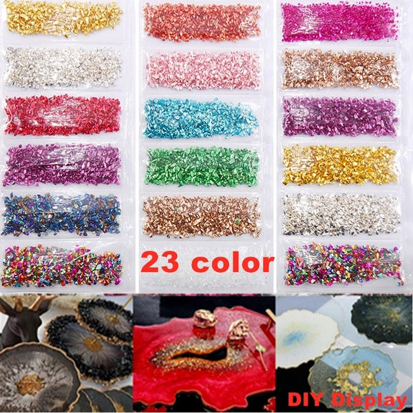 23 Color Glass Metal Crushed Stone Resin Fillings Crystal UV Epoxy Filler DIY Crafts Nail Art Decorations For Jewelry Making Resin Mold
