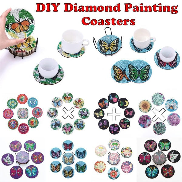 10 Style Butterfly Diamond Painting Coaster DIY Crafts Home Wooden Coaster Decoration A02