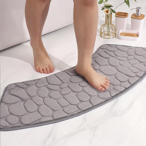 Cobblestone Pattern Curved Bath Mat,Soft Non-Slip Quick Dry Bath Mat,Water Absorbent Shower Carpet for Home Bathroom,Bath Rug,Bathroom Accessories,Ba