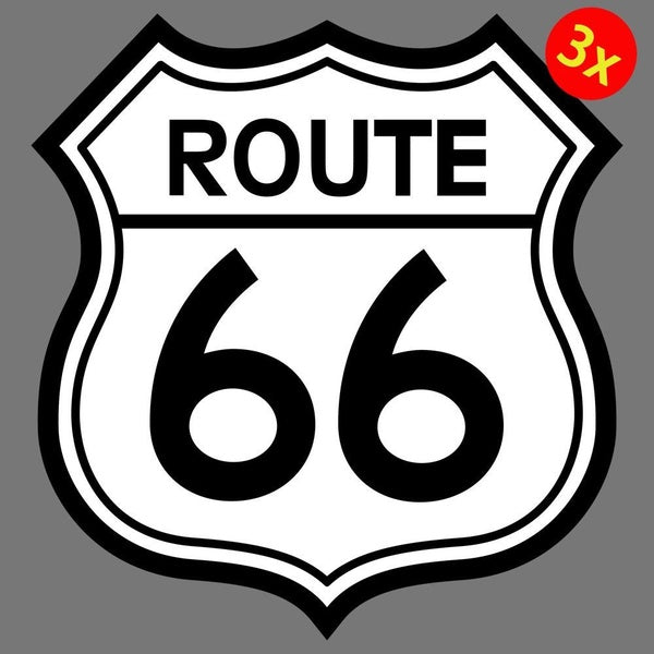 3X Route 66 Highway Vinyl Sticker Car Truck Window Decal Laptop