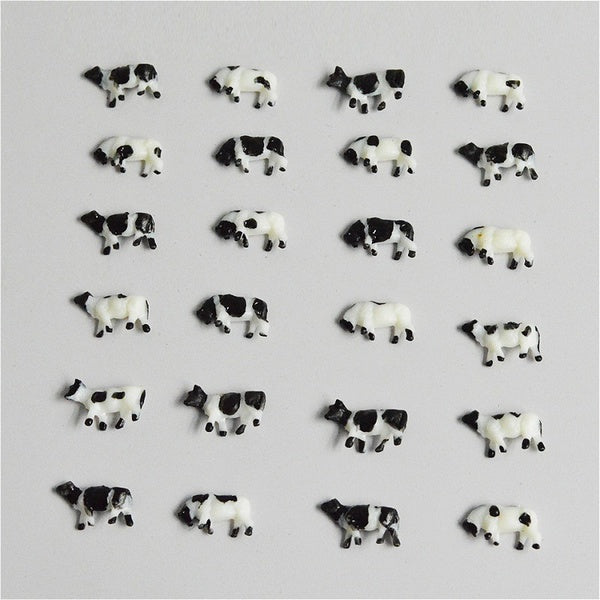 N Scale Simulation Farm Animal Model Painted 1-150 Black and White Mini Cows for Architectural Sand Table Model Layout Accessories Matron Inn