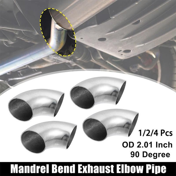 1-2-4pcs OD 2 Inch-51mm 90 Degree Mandrel Bend Elbow SS304 Stainless Steel Bend Tube Exhaust Elbow Pipe for Car Modified Exhaust System