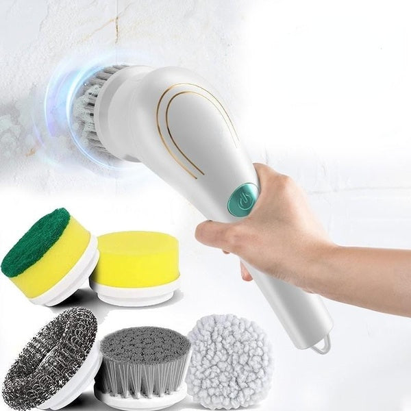 Electric Spin Scrubber, Electric Cleaning Brush With 5 Replacement Brush Heads Household Gadgets Durable Handheld Power Brushes For Bathroom Bathtub,