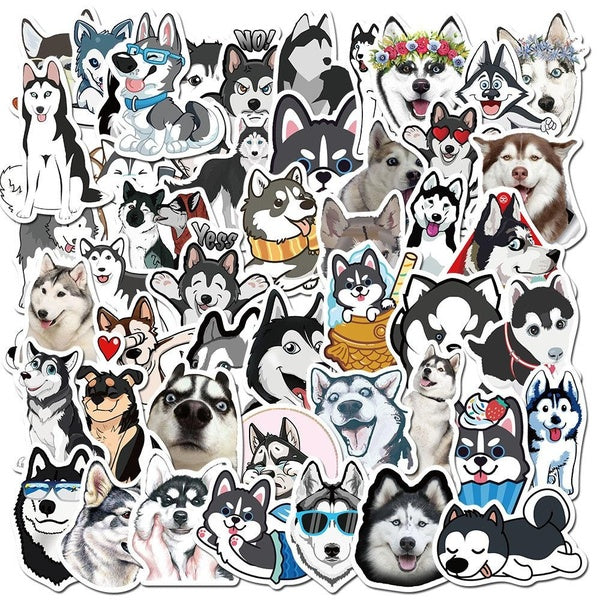 10-50Pcs Cartoon Siberian Husky Animal Sticker Skateboard Guitar Motorcycle Notebook Waterproof Sticker Toy Sticker