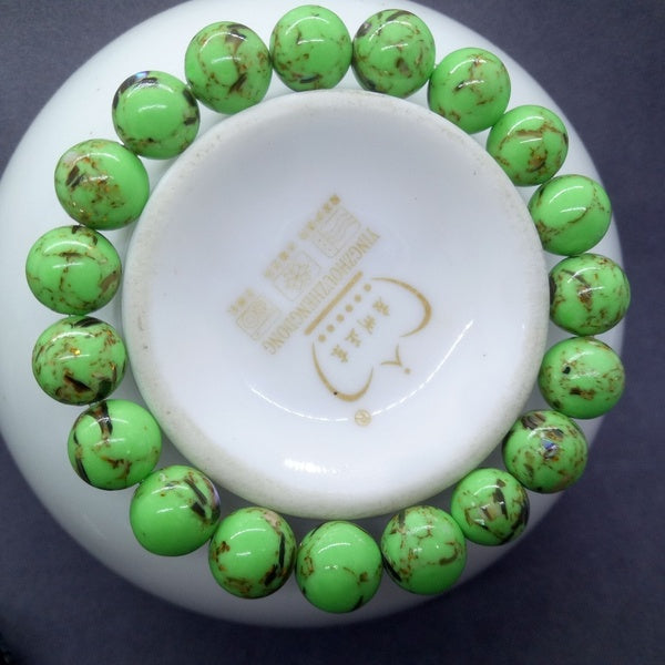 Green Milky Agate with Gold Stripe Turquoise Beads Bracelets & Charms Wholesale