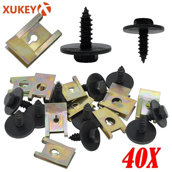 XUKEY 40X Self Tapping Tapper Screw Washer U Nut Hex For BMW 4.8x19mm 8mm Screws Speed Fastener Undertray Sheet Metal Clips Fixing