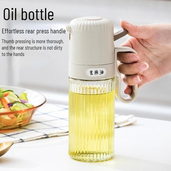 Glass thickened oil spray can, press type spray oil tank, uniform atomization, easy oil control, sealing and leak proof, a must for kitchen, oven and
