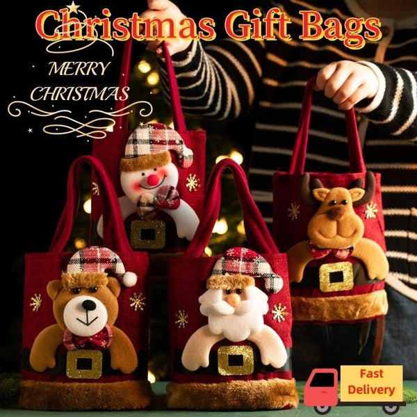 New Christmas Portable Apple Bag Santa Claus Snowman Deer Gift Bag Christmas Eve Creative Candy Gift Bag Children's Portable Small Gift Bag
