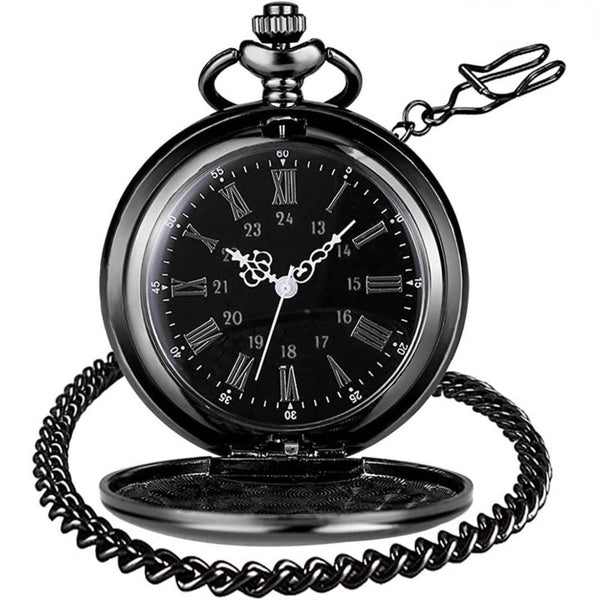 Montre de poche Vintage avec chiffres romains et arabes, chaîne Fob de 37CM, acier lisse, mouvement à Quartz, 1 pièce