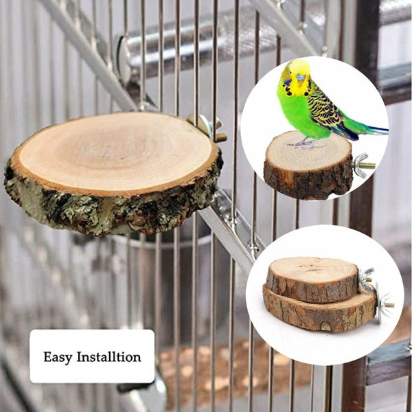 Perroquet animal de compagnie oiseau rond en bois perche support plate-forme écureuil cage perchoirs jouet