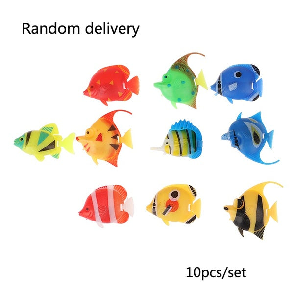 10 Pcs Plastic Small Fake Tropical Fish for Aquarium Simulated Vivid Landscape Decoration Floating Artificial Fish Tropical Fish