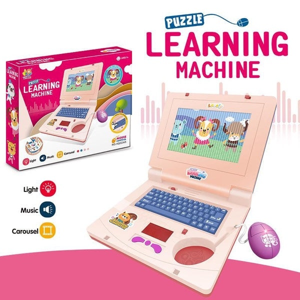 Kids Learning Laptop Toys Boys and Girls Learning Cartoon Laptop Cognitive Development Simulation Non Retractable Mouse