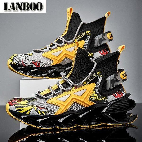 LANBOO Men's Fashion Running Shoes Blade Sneakers Athletic Sports Shoes Tennis Shoes Breathable Light Weight Gym Trainers