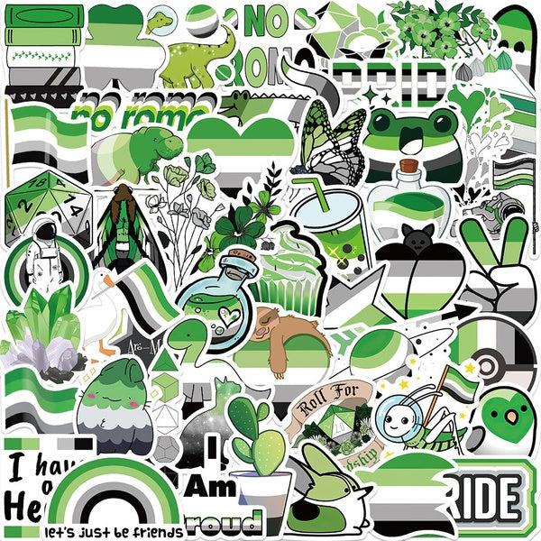 10-25-52Pcs Aromantic Stickers aromantic pride aromantic flag graffiti Stickers for DIY Luggage Laptop Skateboard Motorcycle Bicycle Stickers