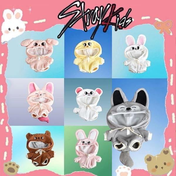 20cm Doll Plush Doll's Clothes Animal one-Piece Garment Suit Pajamas Toys Dolls Accessories for Kpop Stray Kids Skzoo HanQuokka BbokAri PuppyM FoxI. N