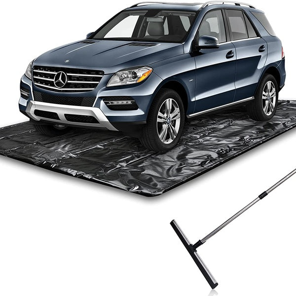 Zone Tech Snow Mud Water & Ice Garage Floor Mat, Containment Mat - Premium Quality Black Heavy Duty Vehicle Floor Guard Garage and Parking Floor Mat