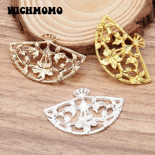 Fashion 10pcs-bag 23*27mm Zinc Alloy Chinese Fans Charms Pendants for DIY Girls Earrings Necklace Jewelry Accessories