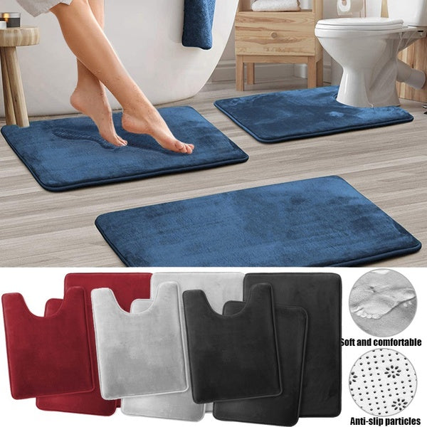 1-2-3 Pcs Set Velvet Memory Foam Bath Mat - Non-Slip Bath Rugs, Machine Wash, Dries Quickly - Ultra Soft Bath Mats for Bathroom,Bathroom Rug Set