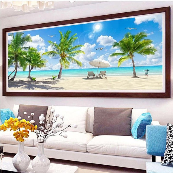 5D Diamond Paintings Summer Beach Full Diamond Art Embroidery Gifts Large Living Room Office DIY Home Decor Diamond Cross Stitch Kits
