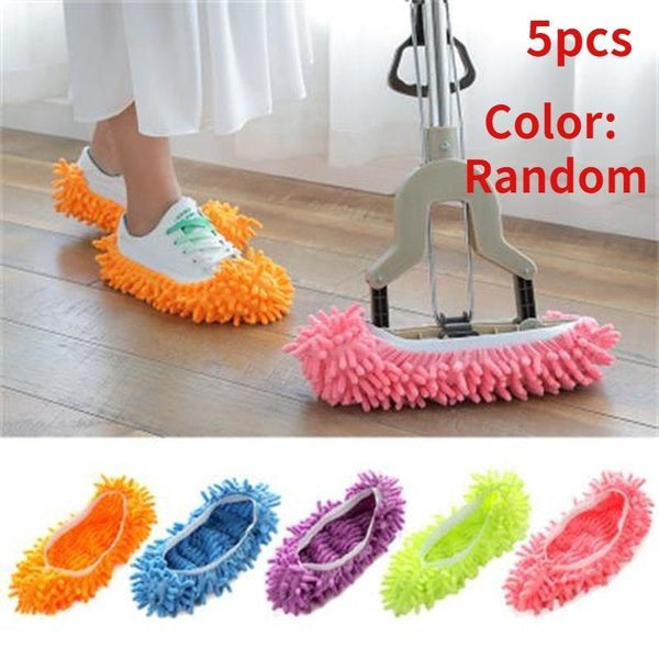 5pcsHome DIY Mop Slippers Lazy Floor Foot Socks Shoes Quick Polishing Cleaning Dust