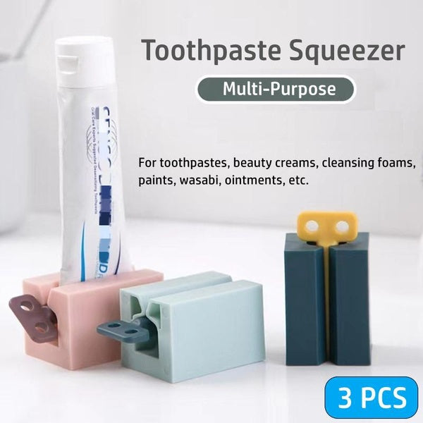 Toothpaste Squeezer Tube - Set of 3 Toothpaste Squeezer Rollers, Rotate Toothpaste Dispenser Seat Holder Stand for Bathroom