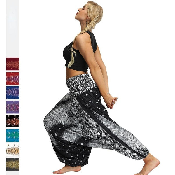 Pantalon de yoga sarouel pour femme Boho Hippie Bohemian Beach Combinaison Baggy