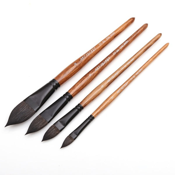 Dainayw Oval Squirrel Hair Artist Watercolor Painting Brush Pens 4 pcs for Watercolor Gouache Illustration Drawing Animation and Rendering