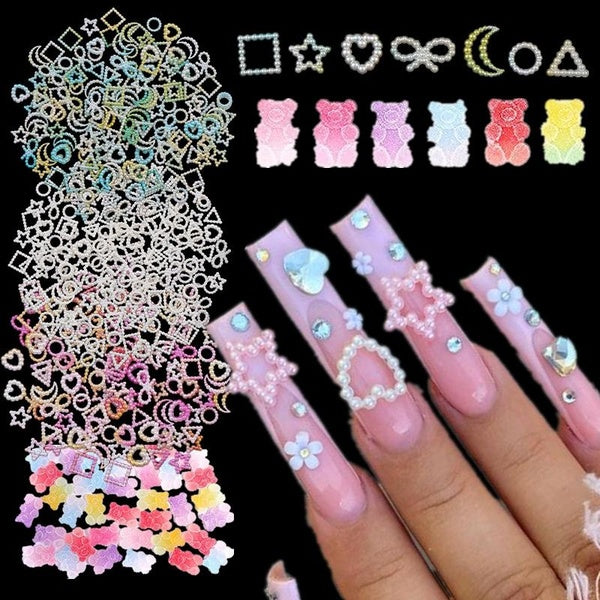 Pearl Bear Lollipop Design Nail Charms