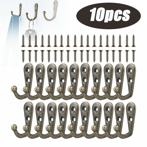 5-10 Pcs Wall Mounted Retro Hook Alloy Door Back Wall Hooks Bathroom Towel Coat Bag Hat Key Hangers Hooks Home Storage Hook Holders Racks
