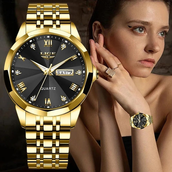 LIGE - montre à Quartz pour hommes, étanche, lumineuse, bracelet en acier inoxydable, cadeau, tendance 2024