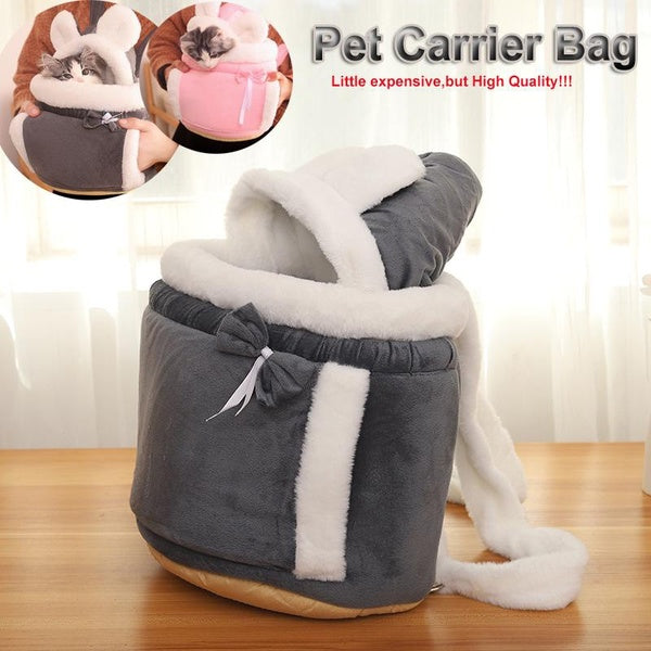 Warm Pet Carrier Bag Small Cat Dogs Backpack Winter Plush Pets Cage for Outdoor Travel Pet Hanging Chest Bags up to 6kg Load-bearing