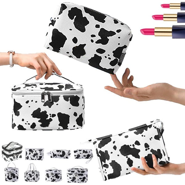 Trousse de maquillage pour femme, trousse de toilette de voyage portable pliable, grande capacité étanche avec compartiments, joli sac de rangement p