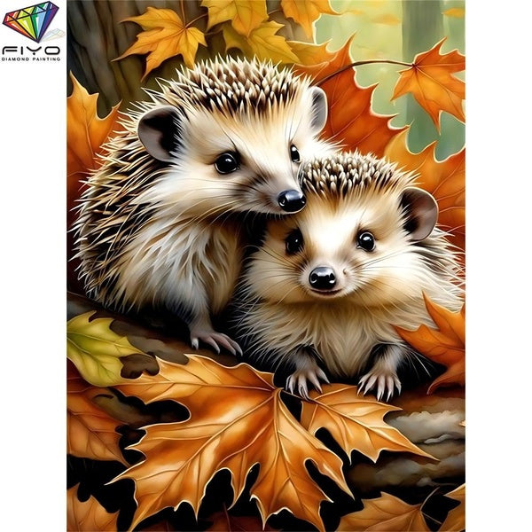 FIYO Hedgehogs DIY 5D Diamond Painting Full Drill with Number Kits Home and Kitchen Fashion Mosaic Diamond Painting Canvas Wall Decoration Gift Craft
