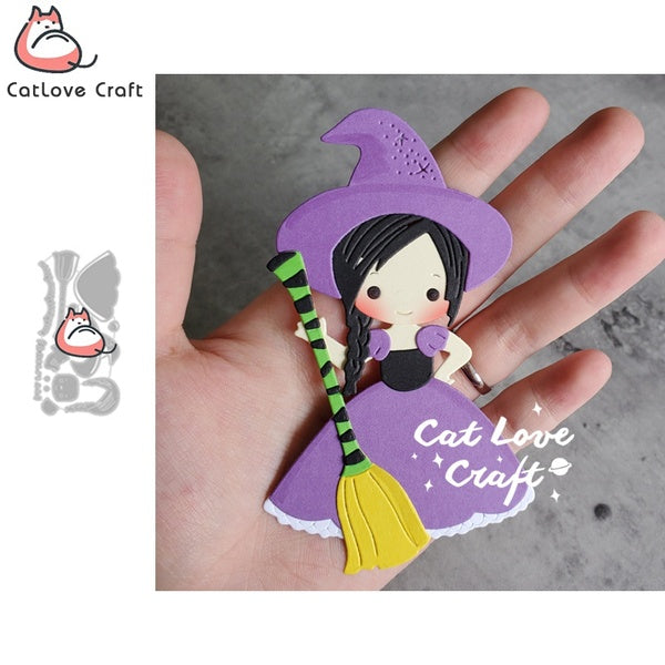 Catlove Halloween sorcière métal coupe matrices Scrapbooking moule pochoir découpes fabrication de cartes bricolage artisanat gaufrage nouvelles matr