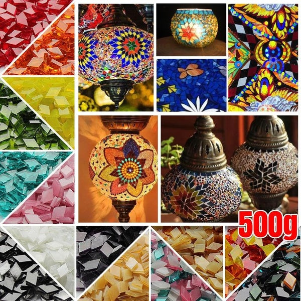 500g Mixed Color Rhombic Mica Mosaic Tiles Stained Glass Mosaic Pieces Mosaic Making Supplies for Mosaic DIY Projects, Home Decoration, Arts & Crafts