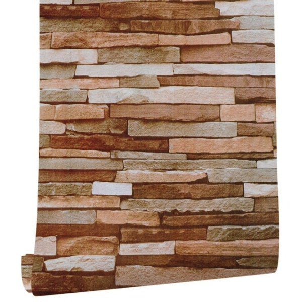 17.7''x39.3'' Brick Peel and Stick Contact Paper 3D Brick Selfadhesive Vinyl Wallpaper Sticker Faux Stone Sticker For Drawing Furnitures Walls Home D