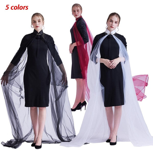 Wedding Cape Tulle Elven Cape Bridal Veils Wraps Cathedral Length Medieval Halloween Cloak